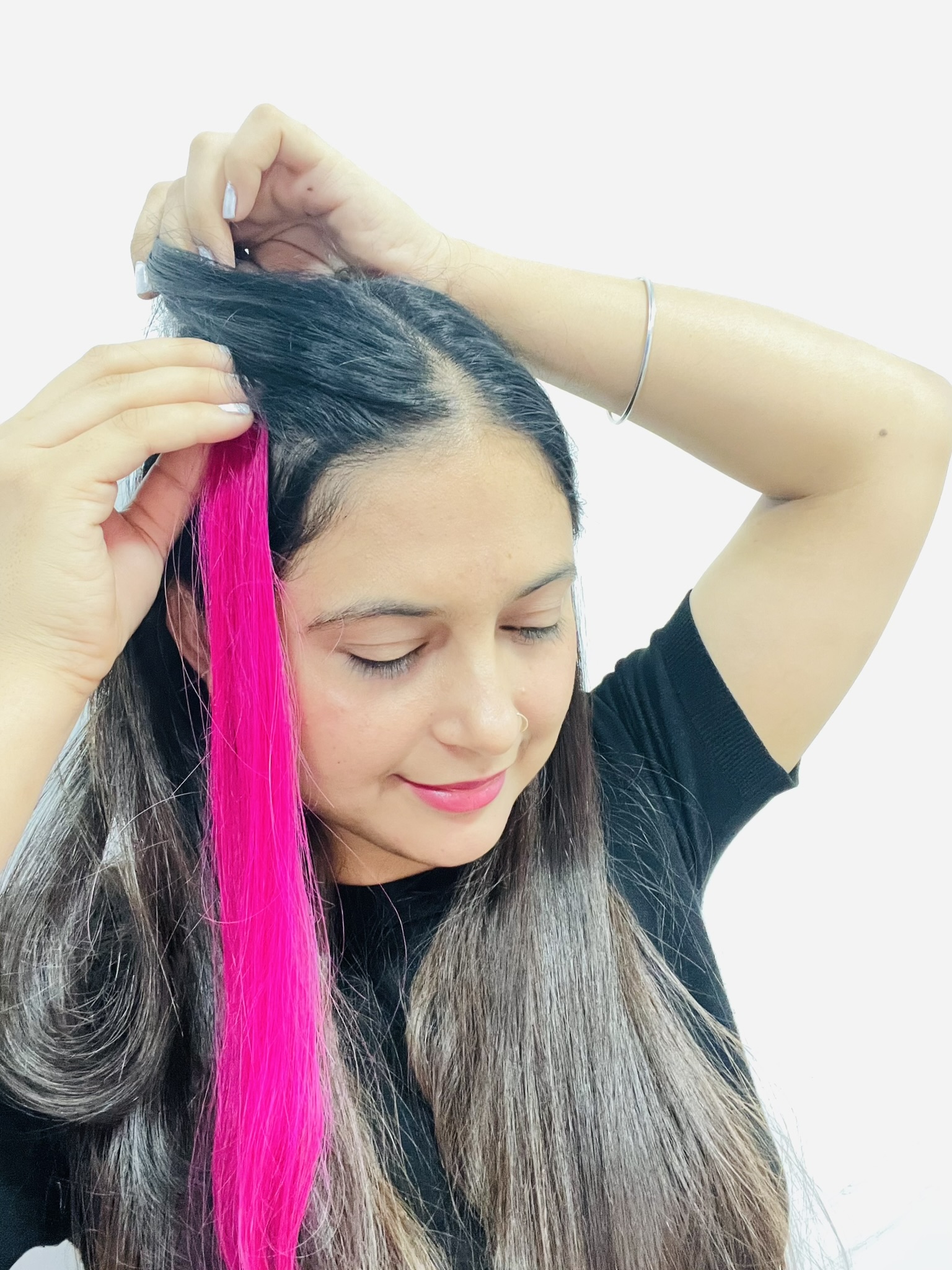 Pink Color Hair Strand