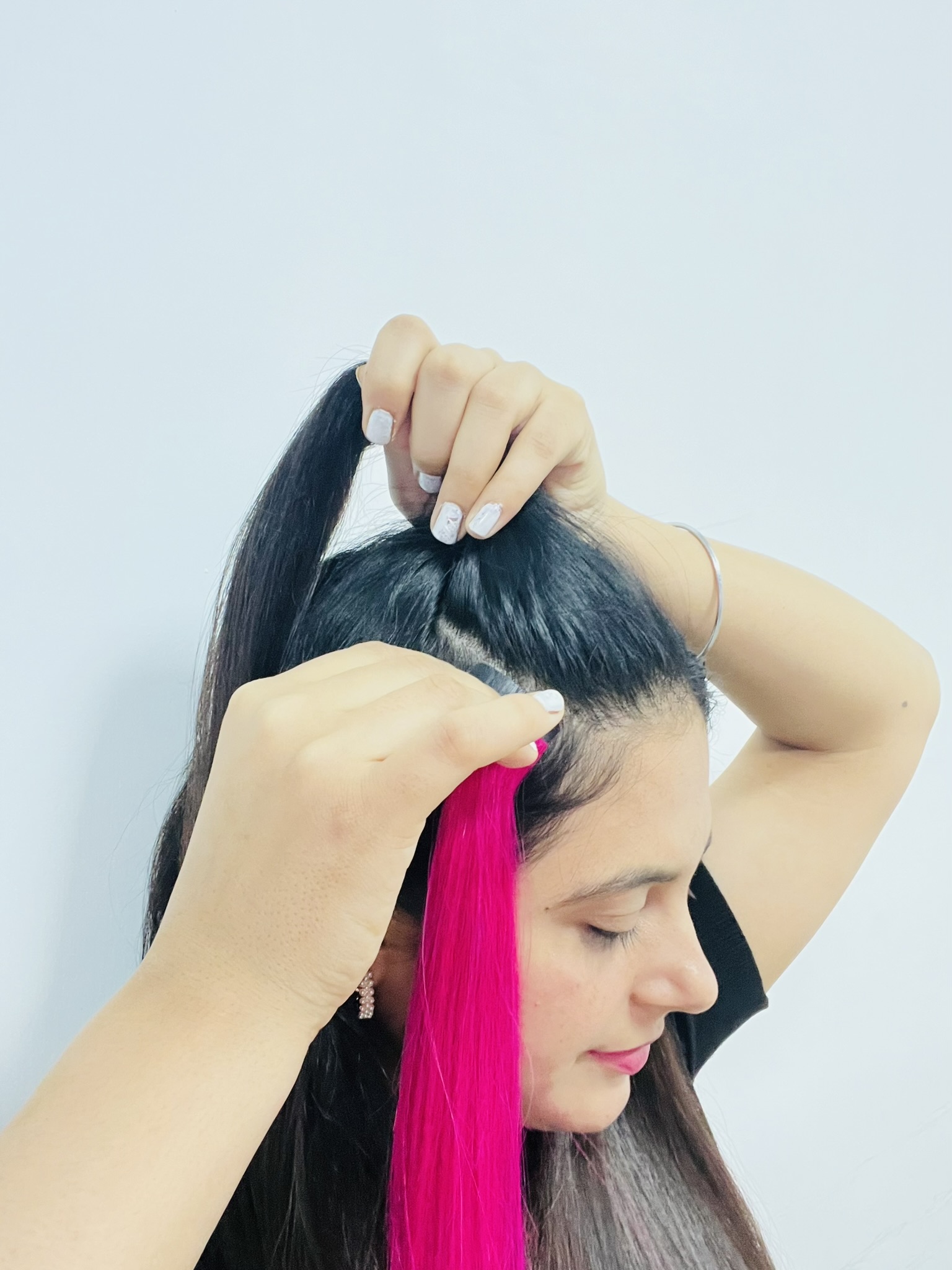 Pink Color Hair Strand
