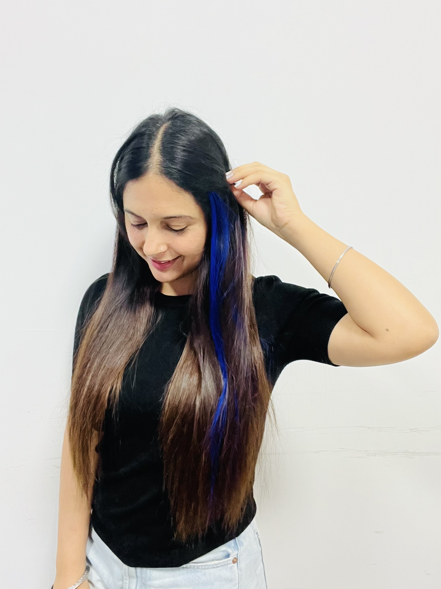 Blue Color Hair Strand