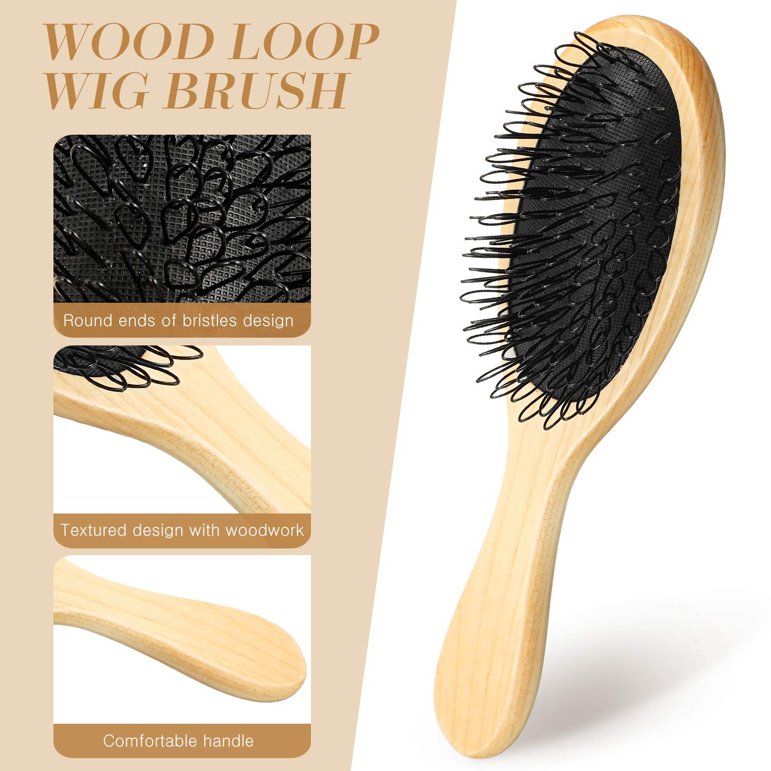 Wooden loop brush comb